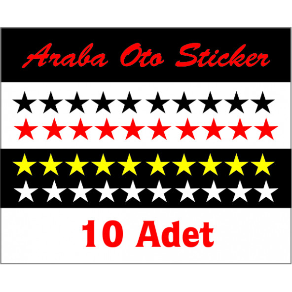yıldız oto sticer 10 adet 5x5 cm