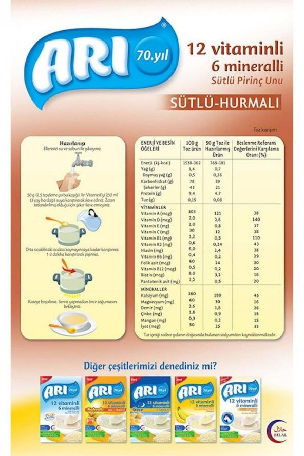 Arı Mama 12 Vitaminli 6 Mineralli Sütlü-hurmalı 200 gr - 2