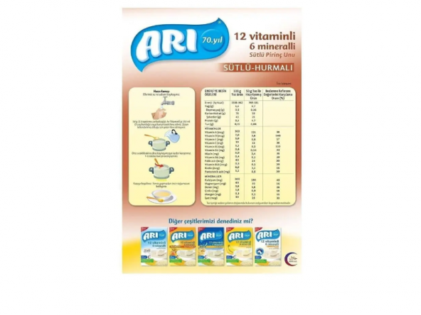 Arı Mama 12 Vitaminli 6 Mineralli Sütlü-hurmalı 200 gr - 4