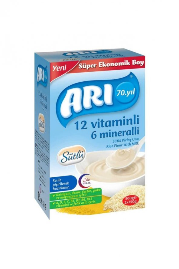 Arı Mama 12 Vitaminli 6 Mineralli 500 Gr Sütlü Pirinç Unu