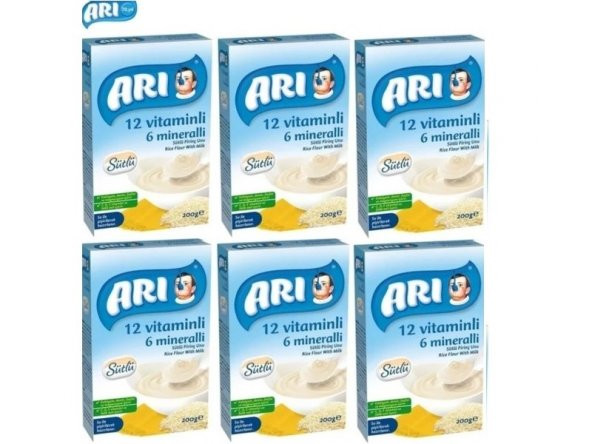 ARI Mama 12 Vitaminli 6 Mineralli Sütlü Pirinçli 200gr 6lı Paket 