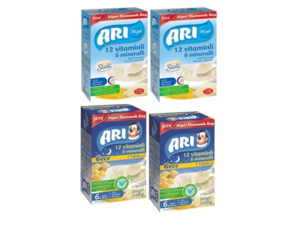 Arı Mama AVANTAJ PAKETİ 4 Adet *500 Gr 12 Vitaminli 6 Mineralli Pirinç Unu