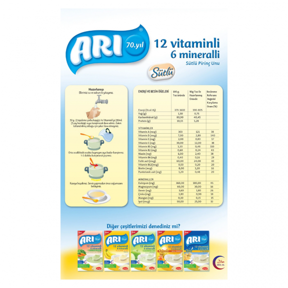 Arı Mama AVANTAJ PAKETİ 4 Adet *500 Gr 12 Vitaminli 6 Mineralli Pirinç Unu - 4