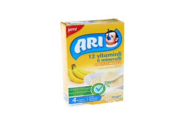 Arı Mama 12 Vitaminli 6 Mineralli Sütlü Muzlu Pirinç Unu 250 Gr 12'li