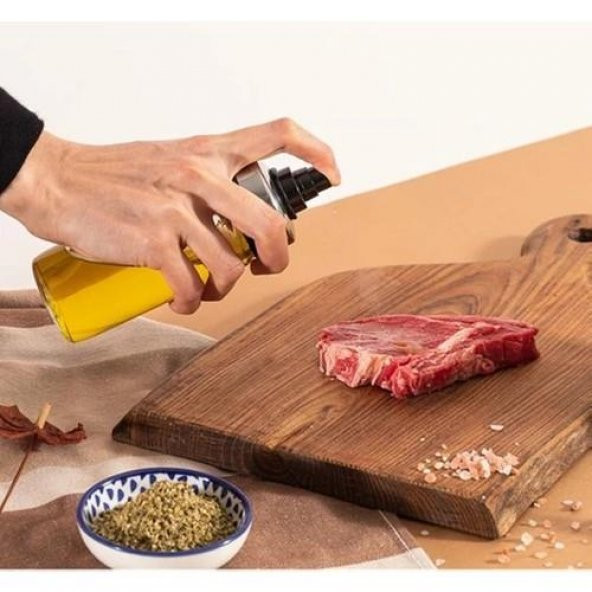 Cam Yağ Spreyi Yağ Püskürtücü Metal Sprey Yağlık Şişe 244 ML - 2