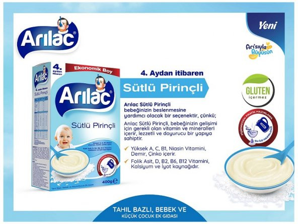 ARILAC Sütlü Pirinçli Kaşık Maması 400 Gr 4lü
