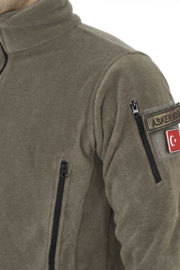 Erkek Açık Haki Taktik Askeri Outdoor Avcı Polar Hırka - 2