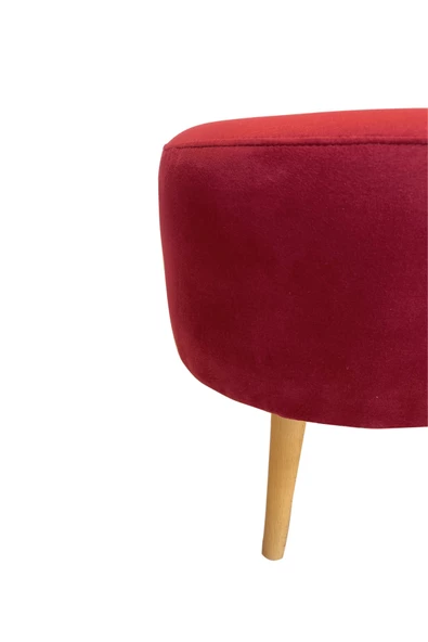 DTM HOME Ahşap Ayaklı Dekoratif Bordo Puf - 2