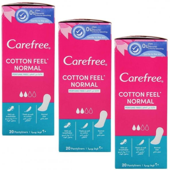Carefree Cotton Feel Normal Günlük Ped 20'li 3 ADET
