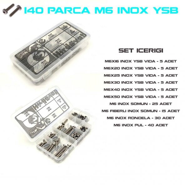 140 Parça M6 İnox YSB Vida Somun ve Pul Seti