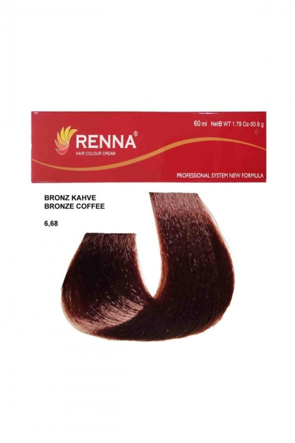 Renna Saç Boyası Tüp 60 Ml - 6-68 Bronz Kahve ( Oksidan Hediyeli )