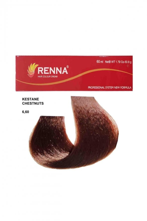 Renna Saç Boyası Tüp 60 Ml - 6-60 Kestane ( Oksidan Hediyeli )