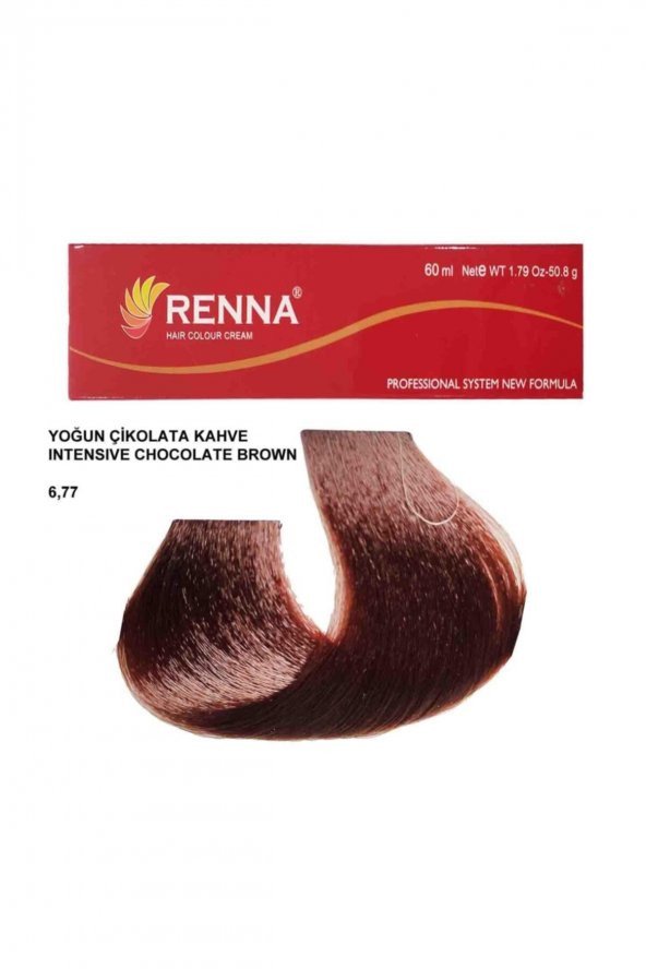 Renna Saç Boyası Tüp 60 Ml - 6-77 Yoğun Çikolata Kahve ( Oksidan Hediyeli )