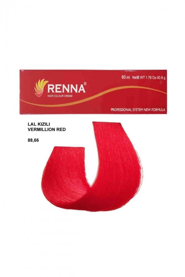 Renna Saç Boyası Tüp 60 Ml - 88-66 Lal Kırmızı ( Oksidan Hediyeli )