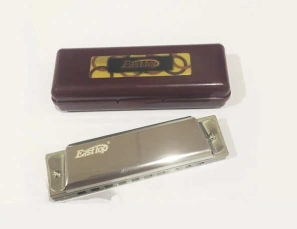 EAST TOP T10 Paslanmaz Çelik Gövde / 10 Delikli / Gümüş-Altın Renk Harmonica - 2