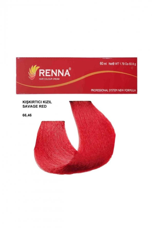 Renna Saç Boyası Tüp 60 Ml - Kışkırtıcı Kızıl 66-46 ( Oksidan Hediyeli )