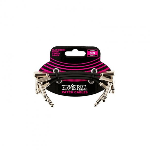 ERNIE BALL P06220 - 3" (7.5cm) Flat Ribbon Patch Kablosu (3lü Paket)Kablo