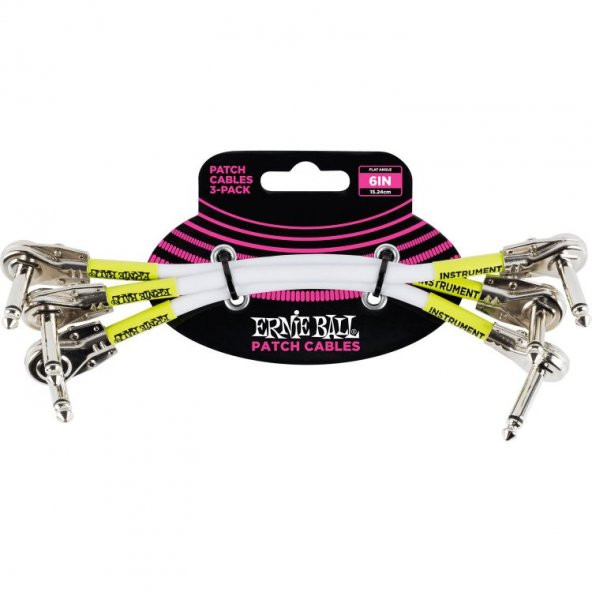 ERNIE BALL P06052 Beyaz 6" Düz açılı 3lü Paket Kablo ürün görseli