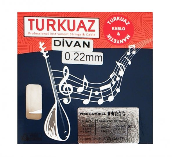 Turkuaz DBT222 Divan Bağlama Teli 0.22 Bambam lı Takım Tel 022