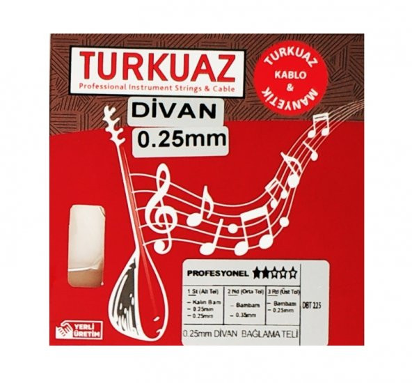 Turkuaz DBT225 Divan Bağlama Teli 0.25 Bambam lı Takım Tel 025