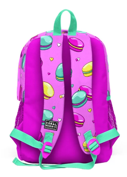 Coral High Pembe Makaron Baskılı İlkokul ve Günlük Sırt Çantası - Kız Çocuk - Resim 4