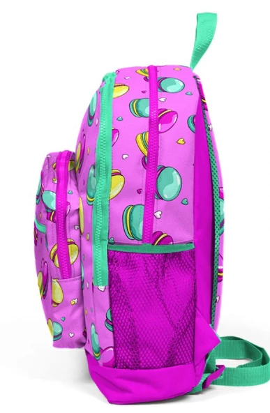 Coral High Pembe Makaron Baskılı İlkokul ve Günlük Sırt Çantası - Kız Çocuk - Resim 2