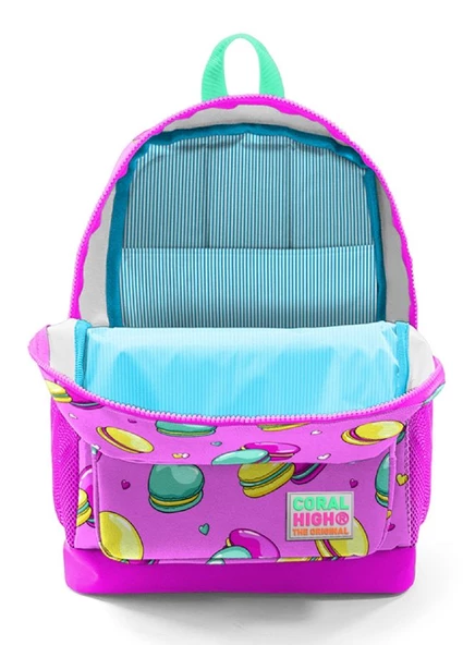 Coral High Pembe Makaron Baskılı İlkokul ve Günlük Sırt Çantası - Kız Çocuk - Resim 3