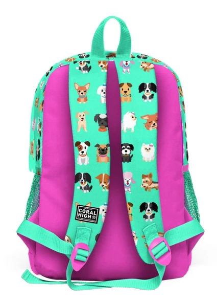 Coral High Sevimli Köpekler Baskılı İlkokul ve Günlük Sırt Çantası - Kız Çocuk - Resim 3