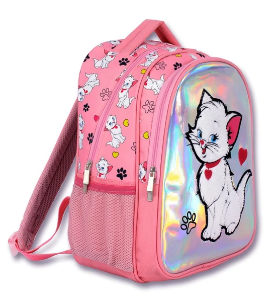 Cennec Peluş Dokulu Kedi Desenli İlkokul Çantası - Kız Çocuk - Resim 2