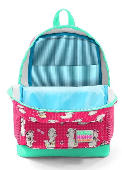 Coral High Kırmızı Lama Baskılı İlkokul ve Günlük Sırt Çantası - Kız Çocuk - Resim 3