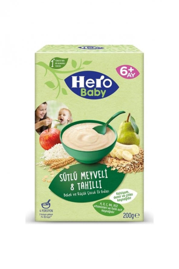 Hero Baby Sütlü Meyveli 8 Tahıllı Kaşık Maması 200 Gr x 6 Adet - 2