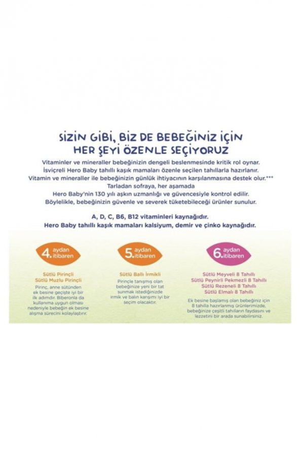 Hero Baby Sütlü Meyveli 8 Tahıllı Kaşık Maması 200 Gr x 6 Adet - 5
