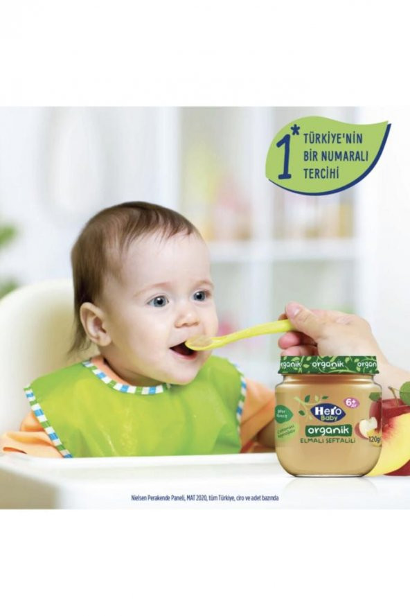 Hero Baby Organik Elmalı Şeftalili Kavanoz Maması 120 Gr - 2