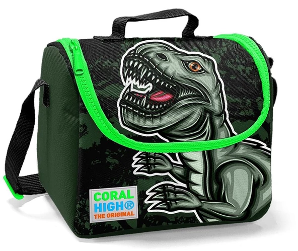 Coral High Yeşil Dinazor Erkek Çocuk Çekçek Çanta Seti - Işıklı Tekerlekler - Resim 3