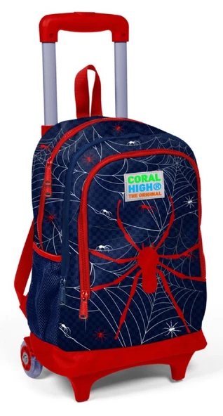 Coral High Lacivert-Kırmızı Örümcek Desenli Işıklı Tekerlekli Çekçek Okul Çantası - Erkek Çocuk ürün görseli