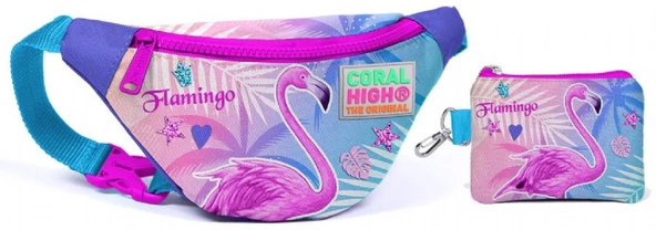Coral High Flamingo Baskılı Bel Çantası Seti - Kız Çocuk