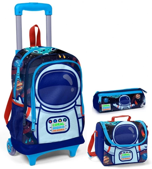 Coral High Astronot Erkek Çocuk Çekçek Çanta Seti - Işıklı Tekerlekler ürün görseli
