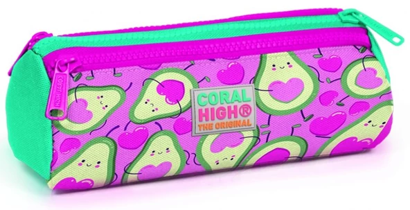Coral High İlkokul Sırt Çantası ve Kalemlik Seti - Pembe Avakado Baskılı - Resim 3