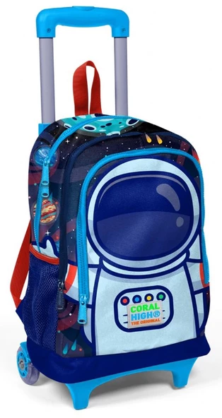 Coral High Astronot Erkek Çocuk Çekçek Çanta Seti - Işıklı Tekerlekler - Resim 2