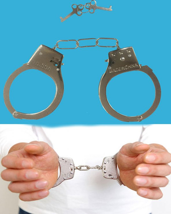 Anahtarlı Oyuncak Metal Kelepçe Polis Kelepçesi - 1
