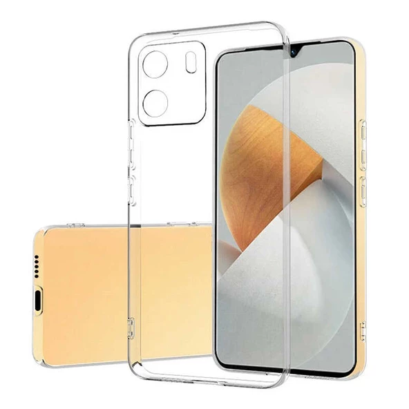 Gpack Vivo Y15S Kılıf Süper Silikon Lüx Kamera Korumalı ŞeffafNano Glass