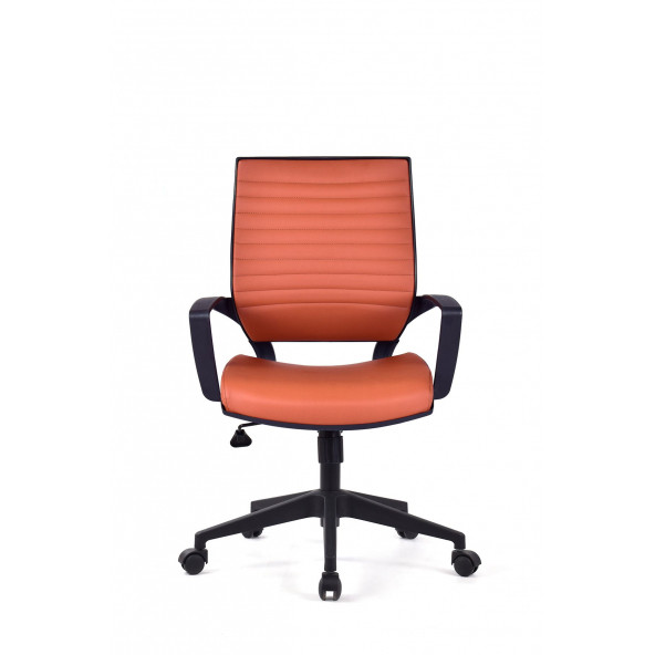 Herkese Mobilya Valente Turuncu Deri Pls Çalışma Koltuğu Ofis Koltuğu