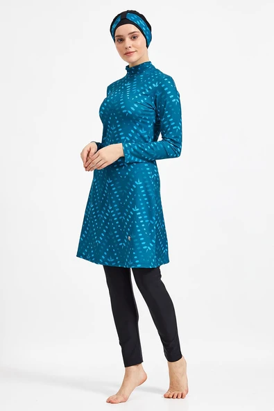 Maresiva Kadın Likralı Uzun Kollu Tam Kapalı Tesettür Mayo 0500 Siyah - 3