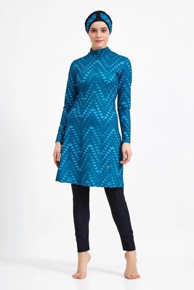 Maresiva Kadın Likralı Uzun Kollu Tam Kapalı Tesettür Mayo 0500 Siyah - 2