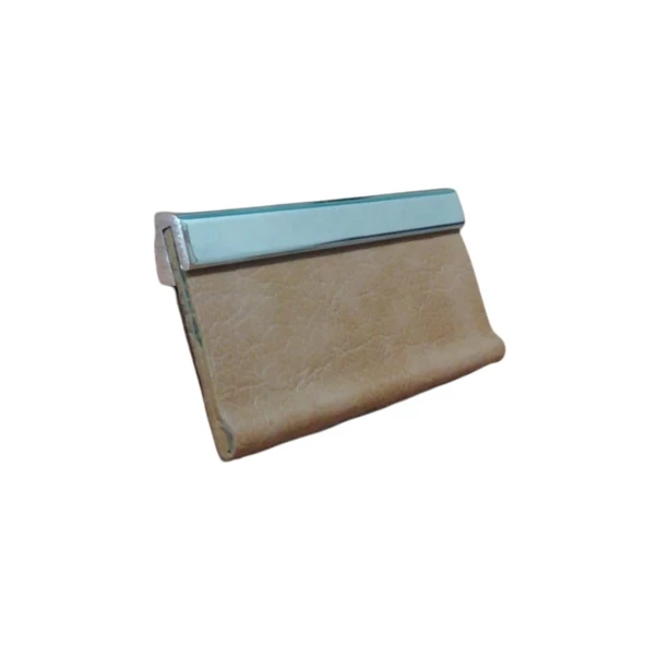 Krom Başlıklı Taba Yatay Deri Kulp 64 MM