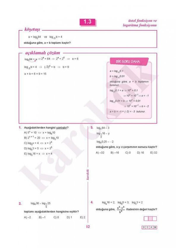 Logaritma Sıfır Karekök Yayınları - 4