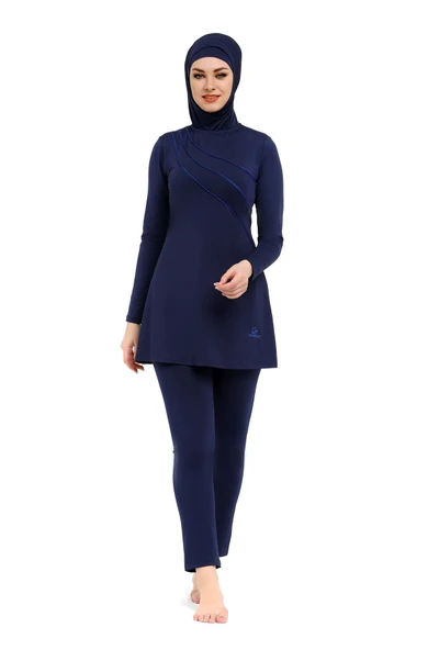 Chelly Kadın Likralı Battal Beden Uzun Kollu Tam Kapalı Tesettür Mayo - 2