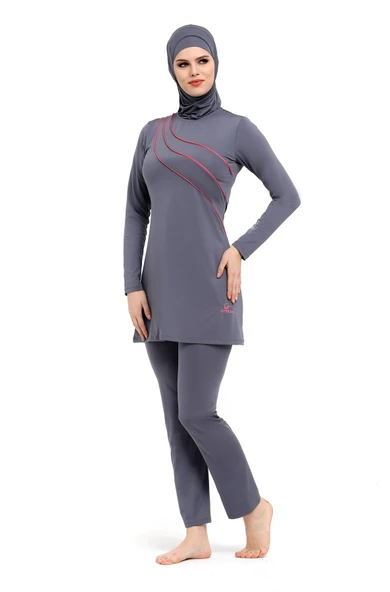 Chelly Kadın Likralı Battal Beden Uzun Kollu Tam Kapalı Tesettür Mayo - 3