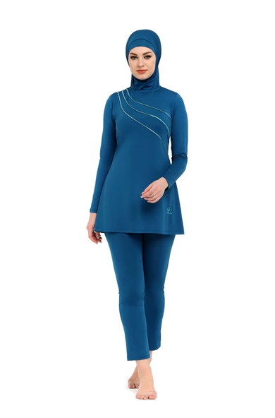 Chelly Kadın Likralı Battal Beden Uzun Kollu Tam Kapalı Tesettür Mayo