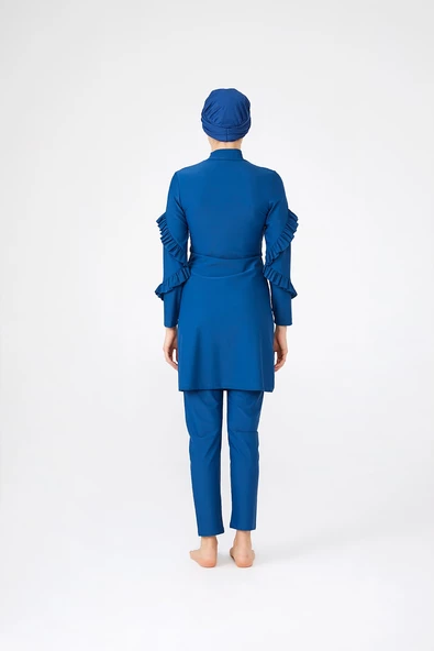 Adasea Kadın Likralı Fırfırlı Tasarım Tam Kapalı Tesettür Mayo 4104 - 6